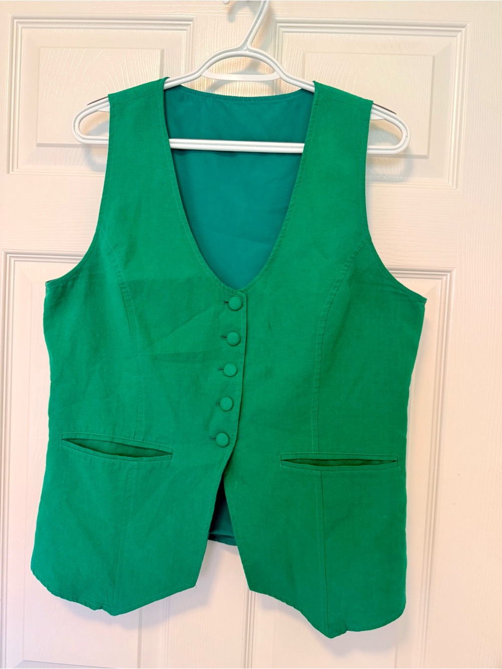 Green Women's Vest Jacket - Classic Button Front